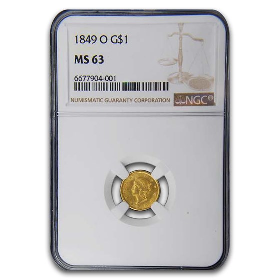 1849-O $1 Liberty Head Gold MS-63 NGC 1849-O $1 Liberty Head Gold MS-63 NGC